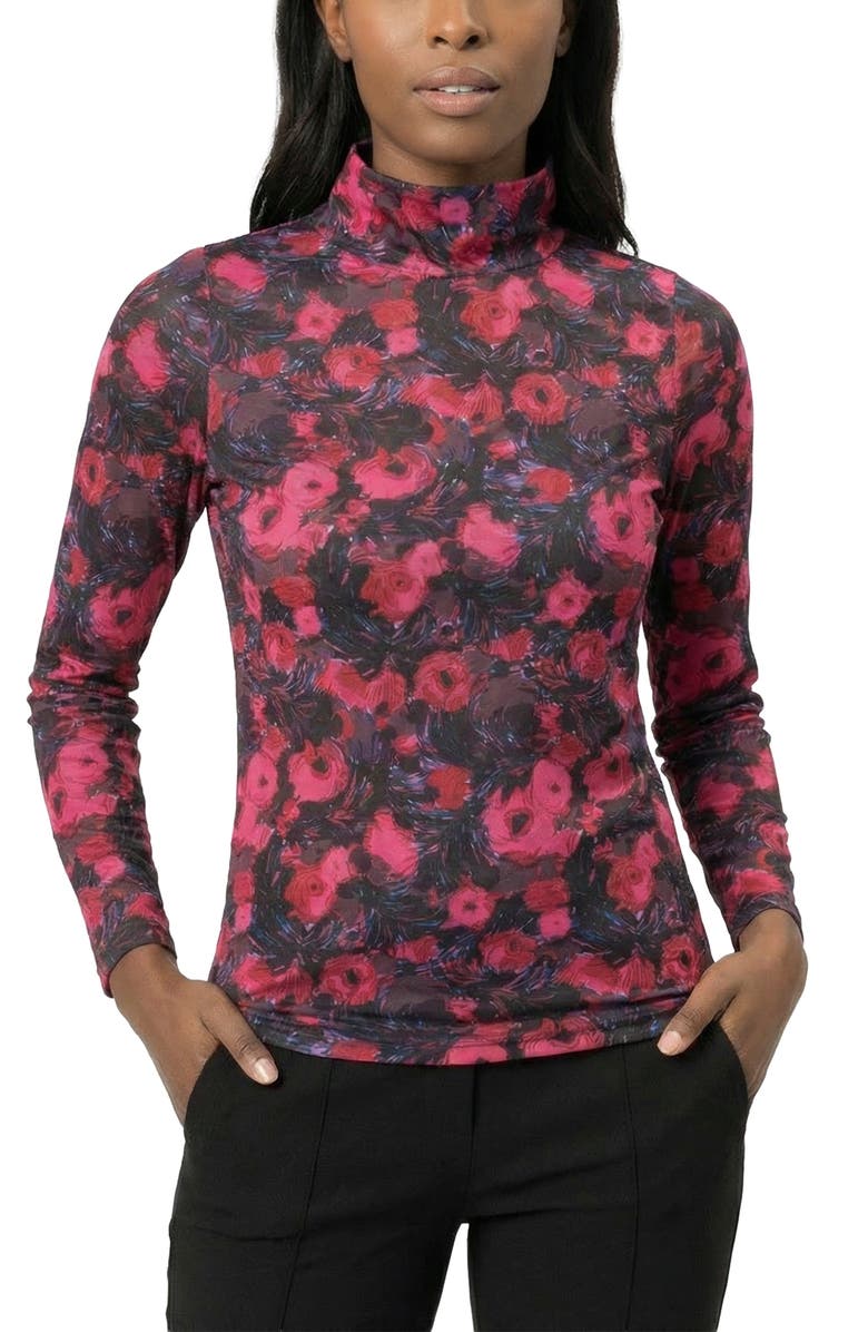 AREA STARS Lee Mock Neck Jersey Top, Main, color, Rose Print