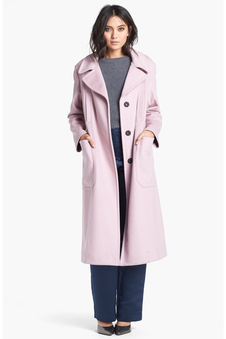 Long Wool Blend Coat, Main, color, PINK
