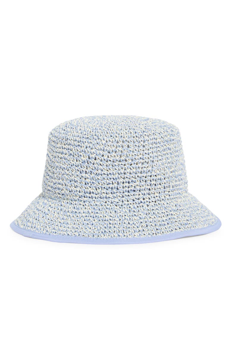 Nine West Two-Tone Crochet Bucket Hat, Alternate, color, Blue Combo