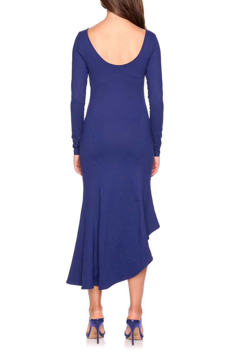 Susana Monaco Scoop Back Asymmetrical Midi Dress, Alternate, color, Inkwell