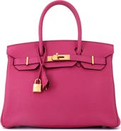 Pre-Owned Hermes Birkin Handbag Pink Fjord with Gold Hardware 30