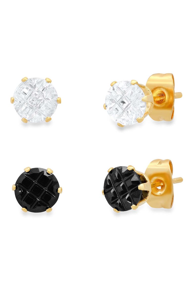 Set of 2 Simulated Diamond Stud Earrings, Main, color, GOLD