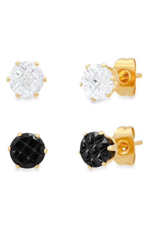 Set of 2 Simulated Diamond Stud Earrings