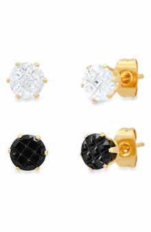 Set of 2 Simulated Diamond Stud Earrings