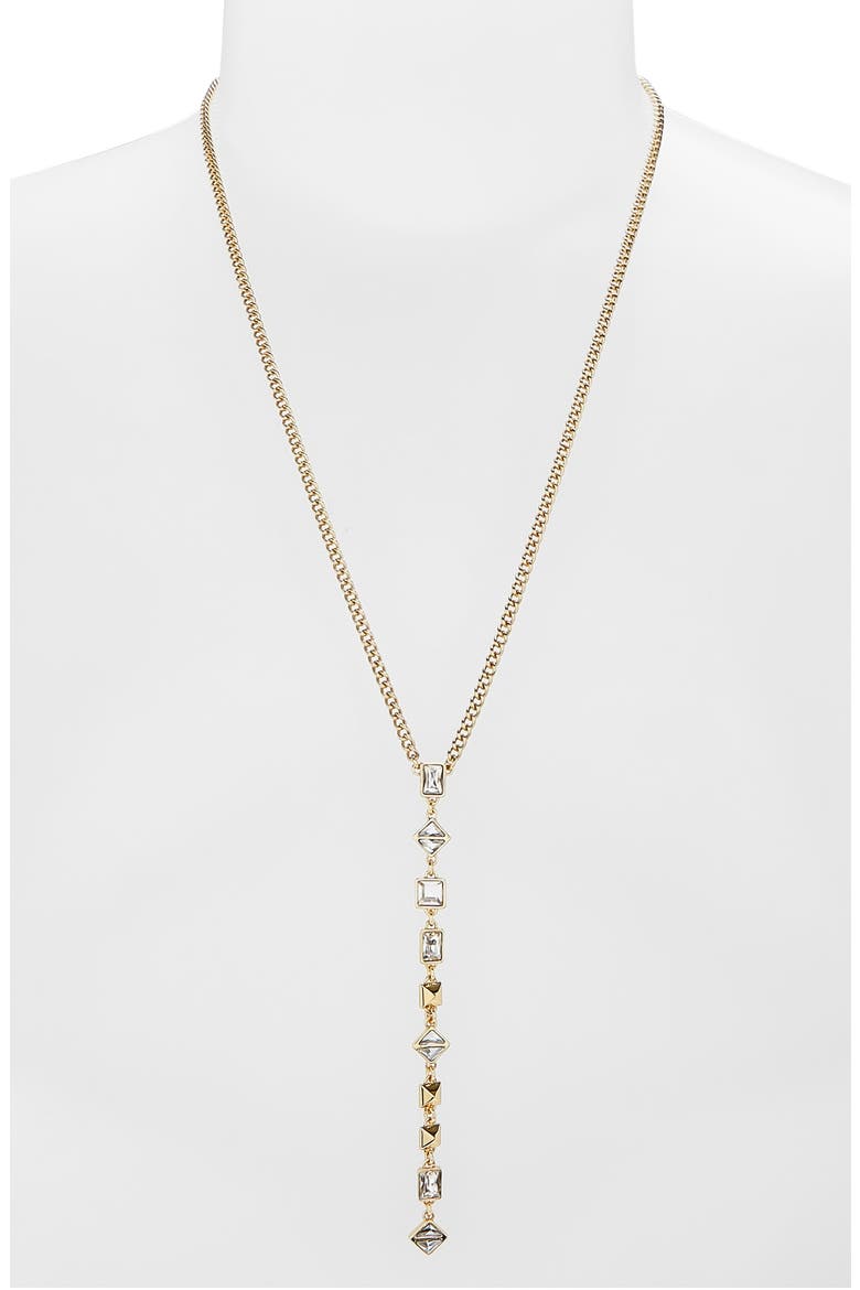 Geometric Crystal Y-Necklace, Alternate, color, GOLD
