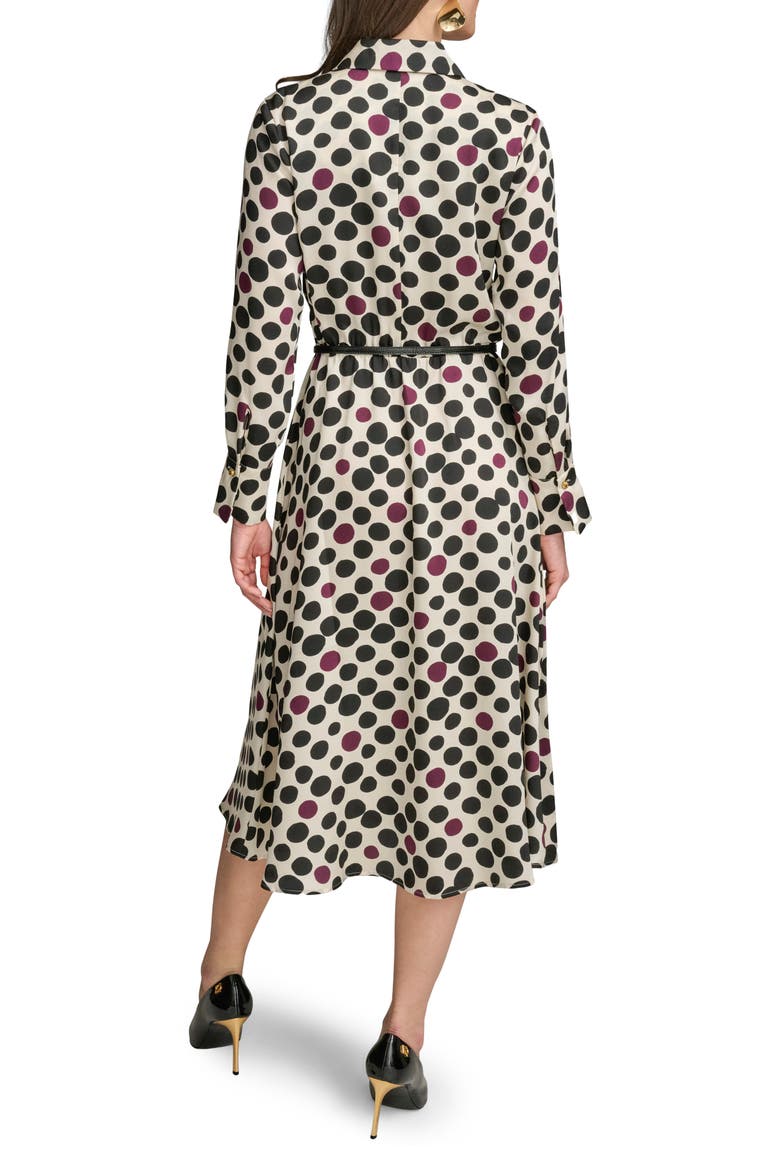 Mixed Dot Long Sleeve Belted Midi Shirtdress, Alternate, color, LIGHT CANVAS/ BERRY MULTI