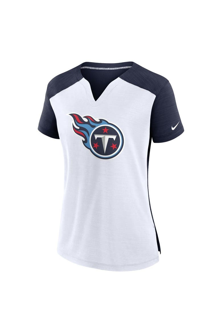 Women's Nike White/Navy Tennessee Titans Impact Exceed Performance Notch Neck T-Shirt, Alternate, color, White