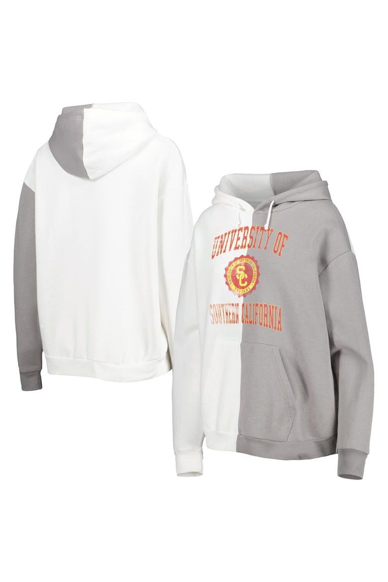 Women's Gameday Couture Gray/White USC Trojans Split Pullover Hoodie, Main, color, White