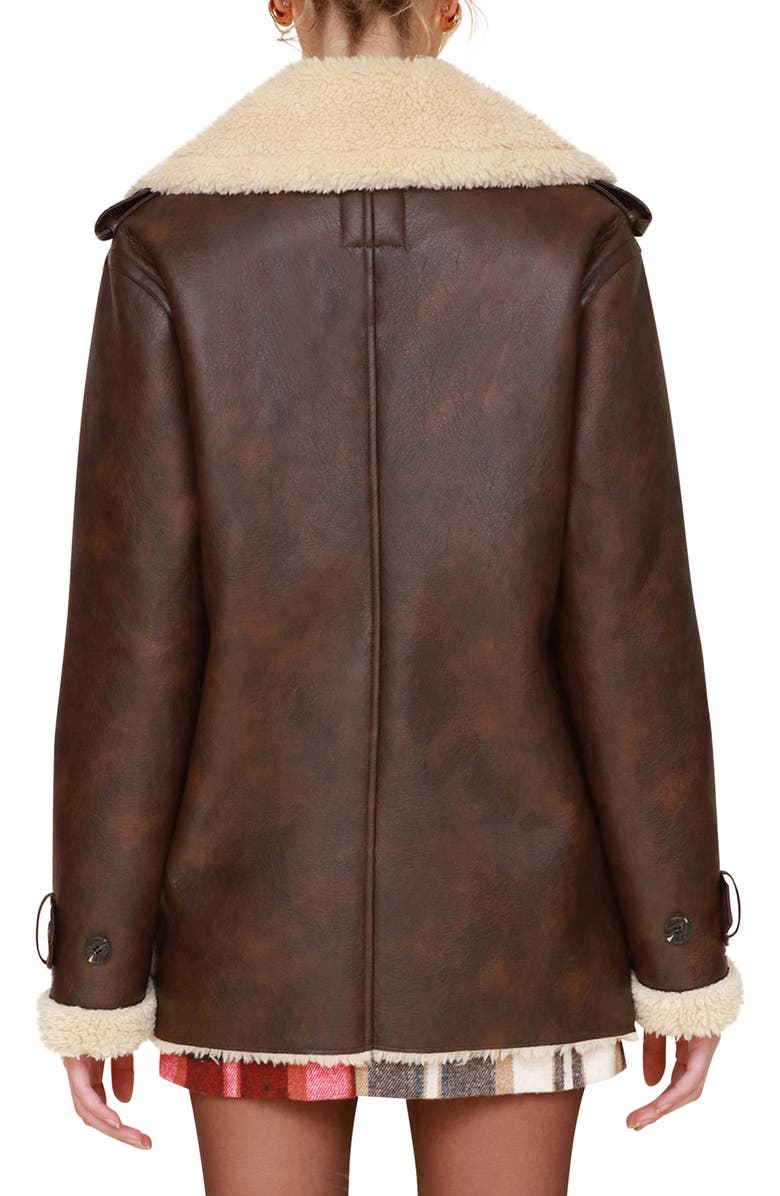 Avec Les Filles Faux Shearling Coat, Alternate, color, Brown