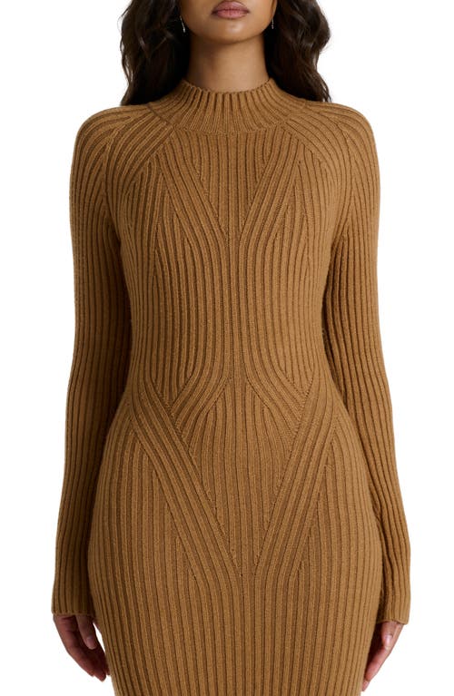 Naked Wardrobe Long Sleeve Body-con Maxi Dress In Brown