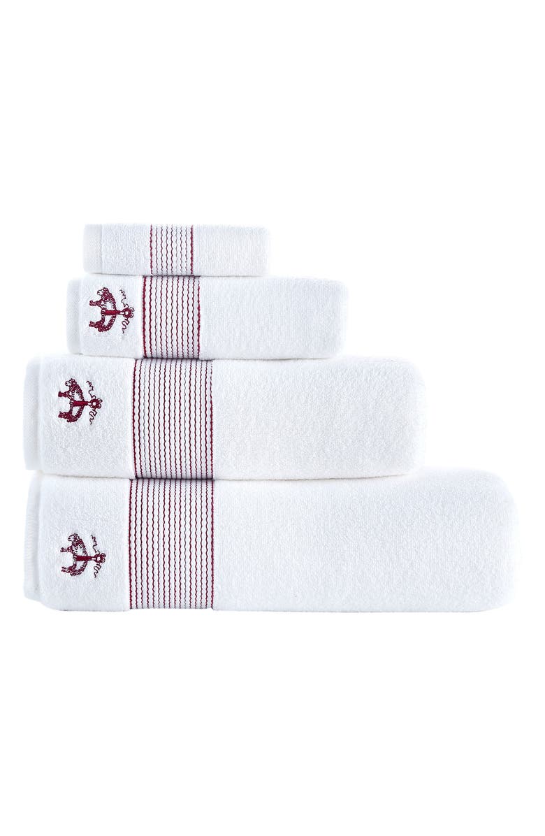 Brooks Brothers 4-Piece Robe Stripe Cotton Towel Set, Alternate, color, White/ Scarlet Sage