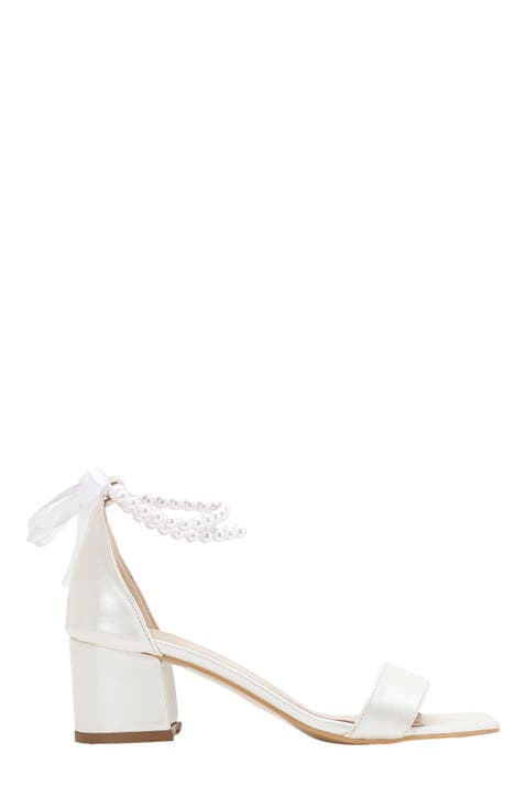 Illy Low Block Heel Sandals with Pearls