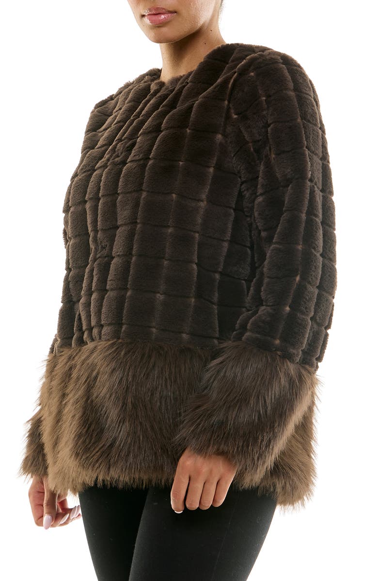 Nina Leonard Faux Fur Long Sleeve Bolero, Alternate, color, Chocolate Brown