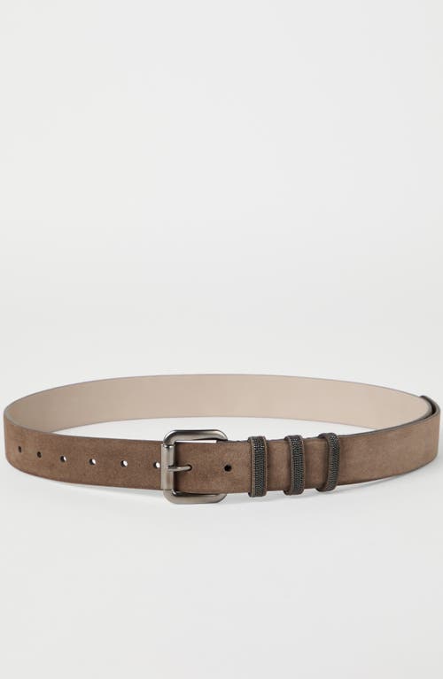 Shop Brunello Cucinelli Suede Belt In Taupe