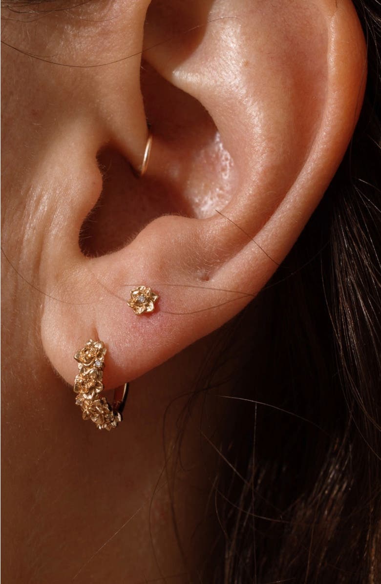 MADE BY MARY CZ Birth Flower Stud Earrings, Alternate, color, July - Gold Vermeil