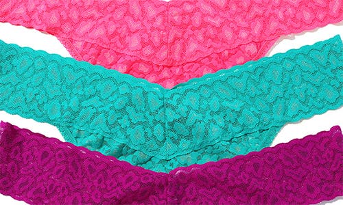 Hanky Panky Leopard Cross Dye Assorted 3-pack Original Rise Thongs In Purple