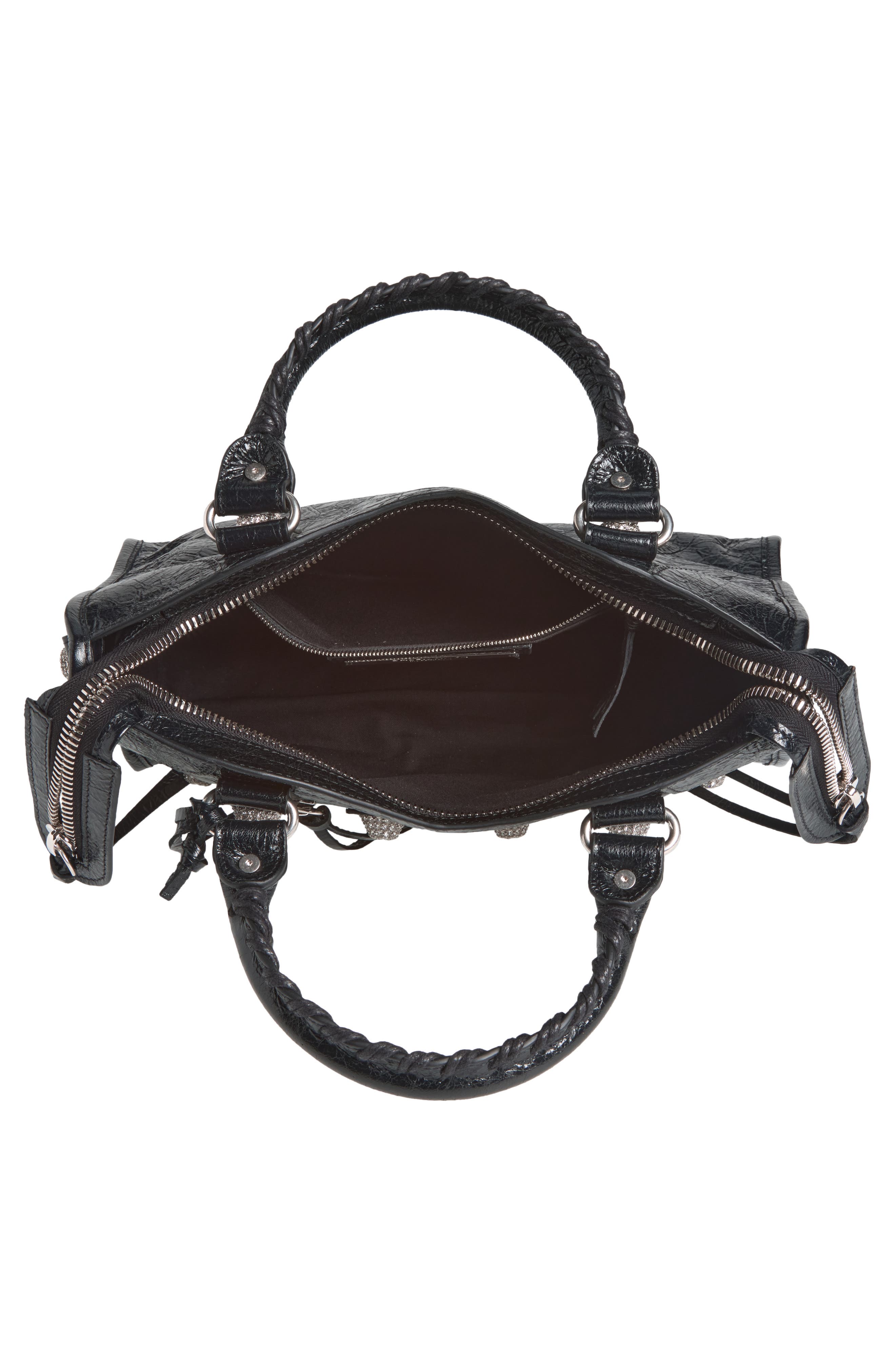 Balenciaga Small Le City Giant Stud Leather Top Handle Bag, Alternate, color, 1000 Black