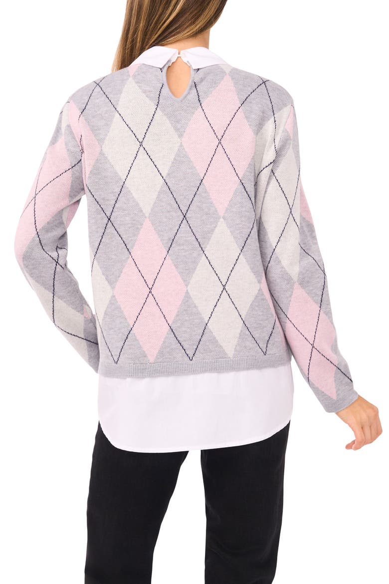by Cynthia Steffe Pointelle Chevron Stripe Crewneck Sweater, Alternate, color, LIGHT HEATHER GREY