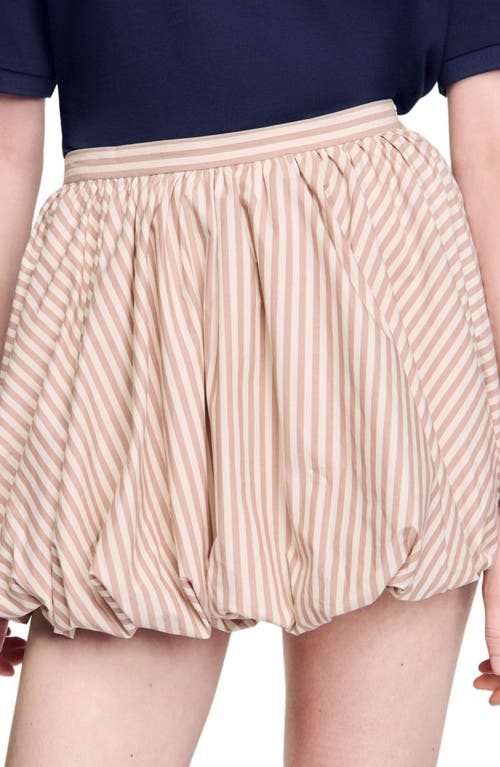 Sandro Cotton Stripe Mini Skirt In Neutral