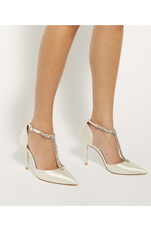 Dune London Devotional T-strap Pointed Toe Pump In Ivory