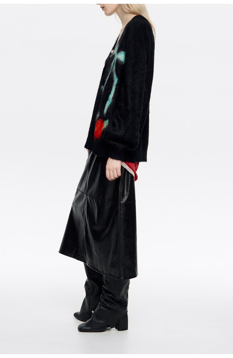 Bimba y Lola Long Cardigan With Multicolored Bows, Alternate, color, Black