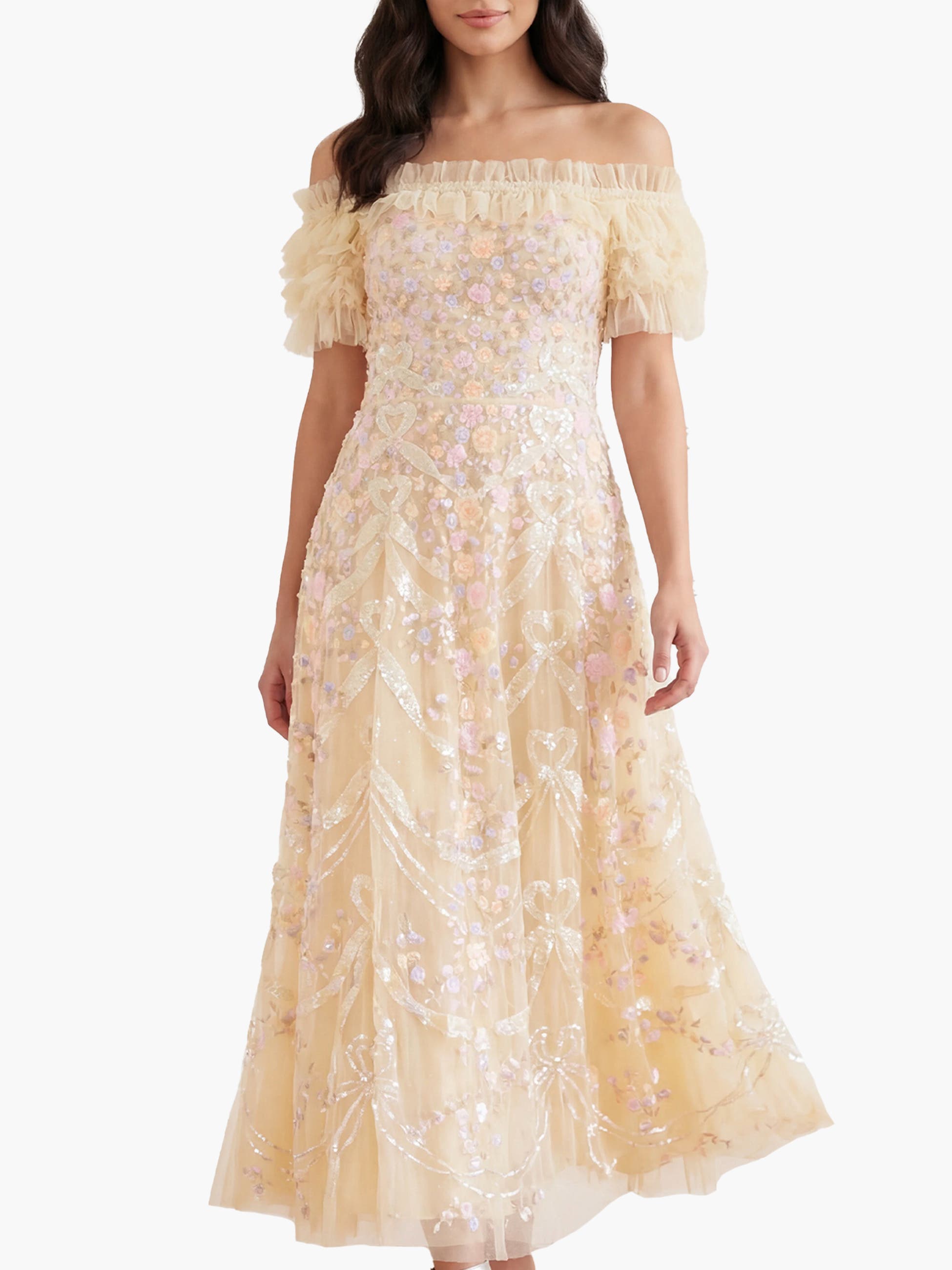 Ribbon Heart Off-shoulder Ankle Gown - image 3