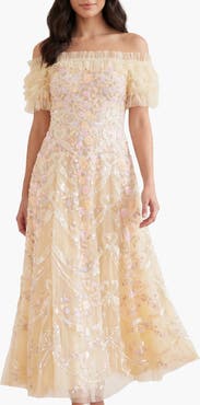 Needle & Thread Ribbon Heart Off-shoulder Ankle Gown