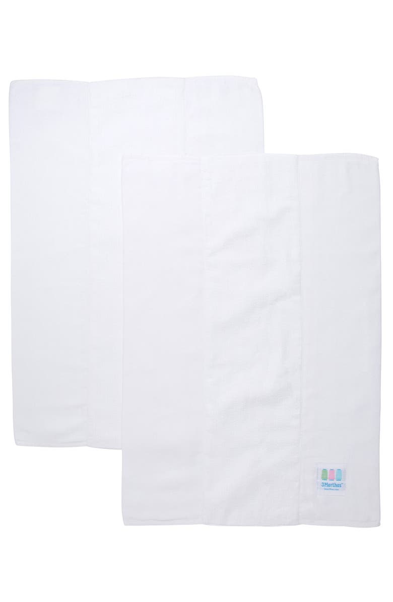 3 Marthas Seersucker Stripe Set of Two Burp Cloths, Alternate, color, White Seersucker Stripe