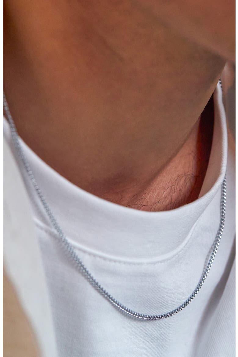 Men's Box Chain Necklace, Alternate, color, SILVER