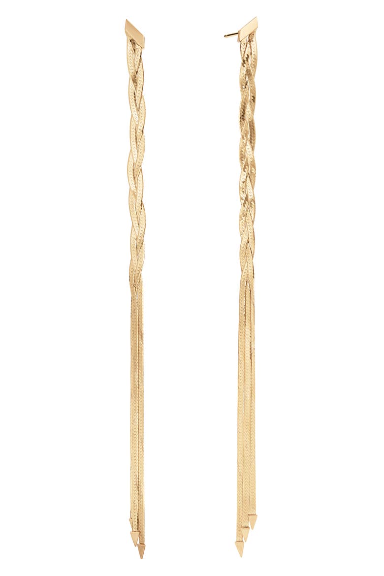 Jewelry Triple Braided Linear Earrings, Main, color, YELLOW GOLD