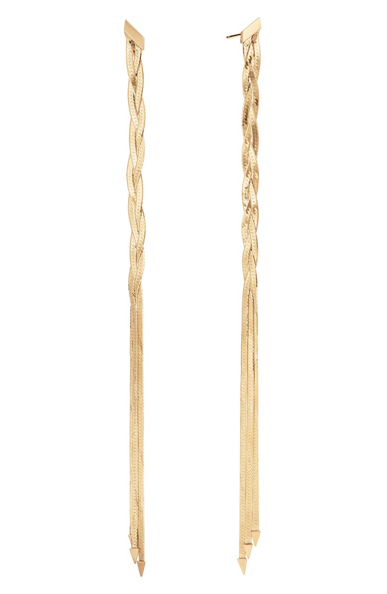 LANA Jewelry Triple Braided Linear Earrings, Main, color, 