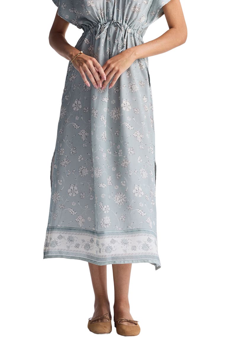 Reistor Deep V-neck Gathered Dress, Alternate, color, Serene Symphony