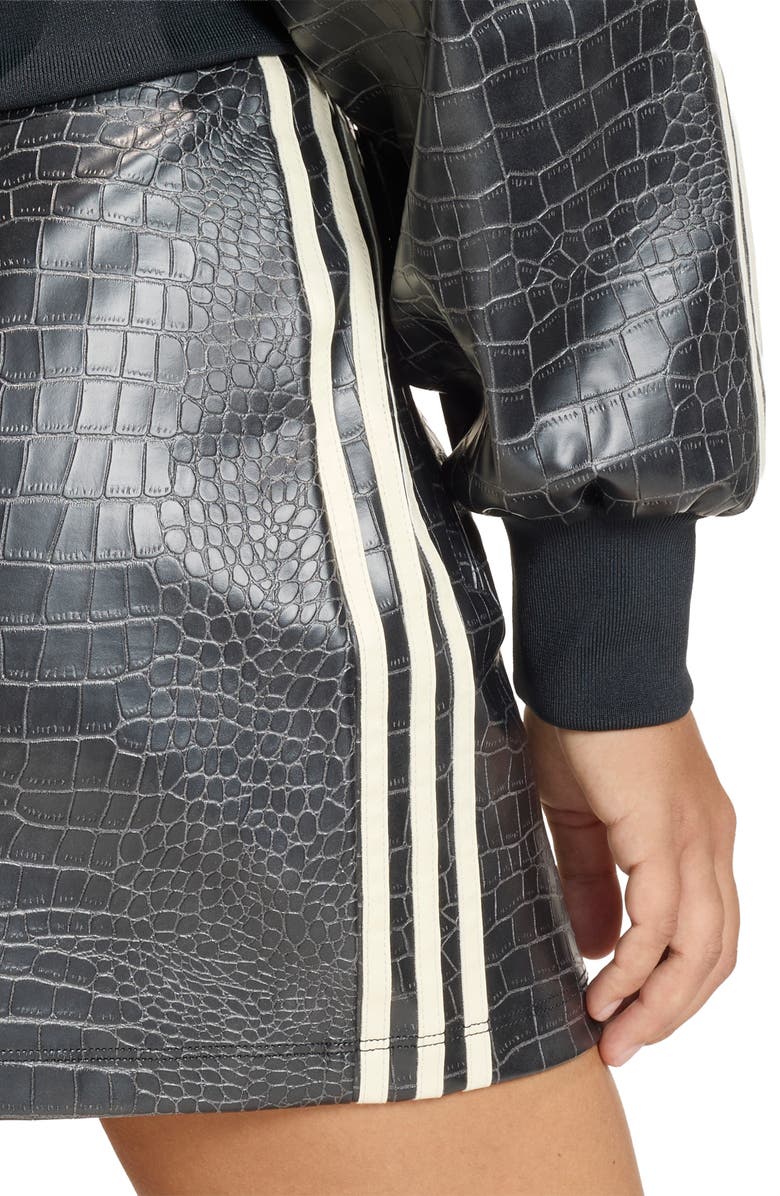 adidas Originals SST Croc Embossed Faux Leather Track Jacket, Alternate, color, Black