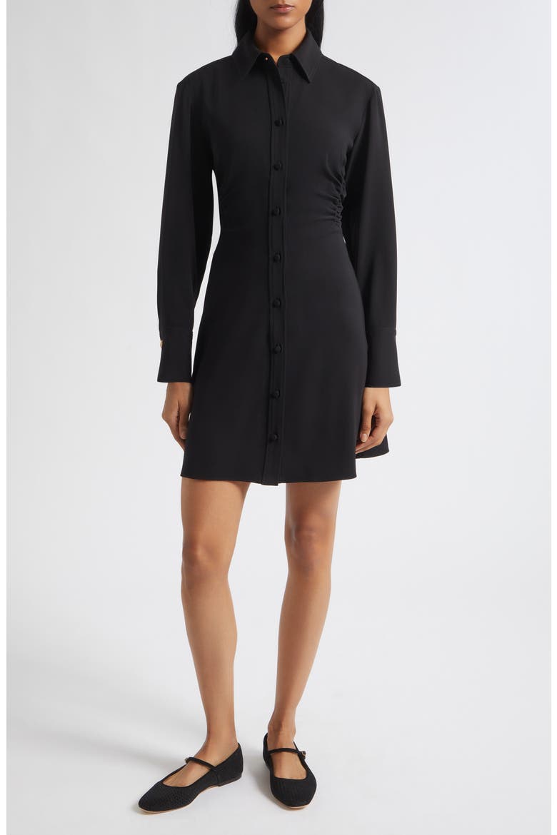 Shiloh Ruched Shirtdress, Main, color, BLACK