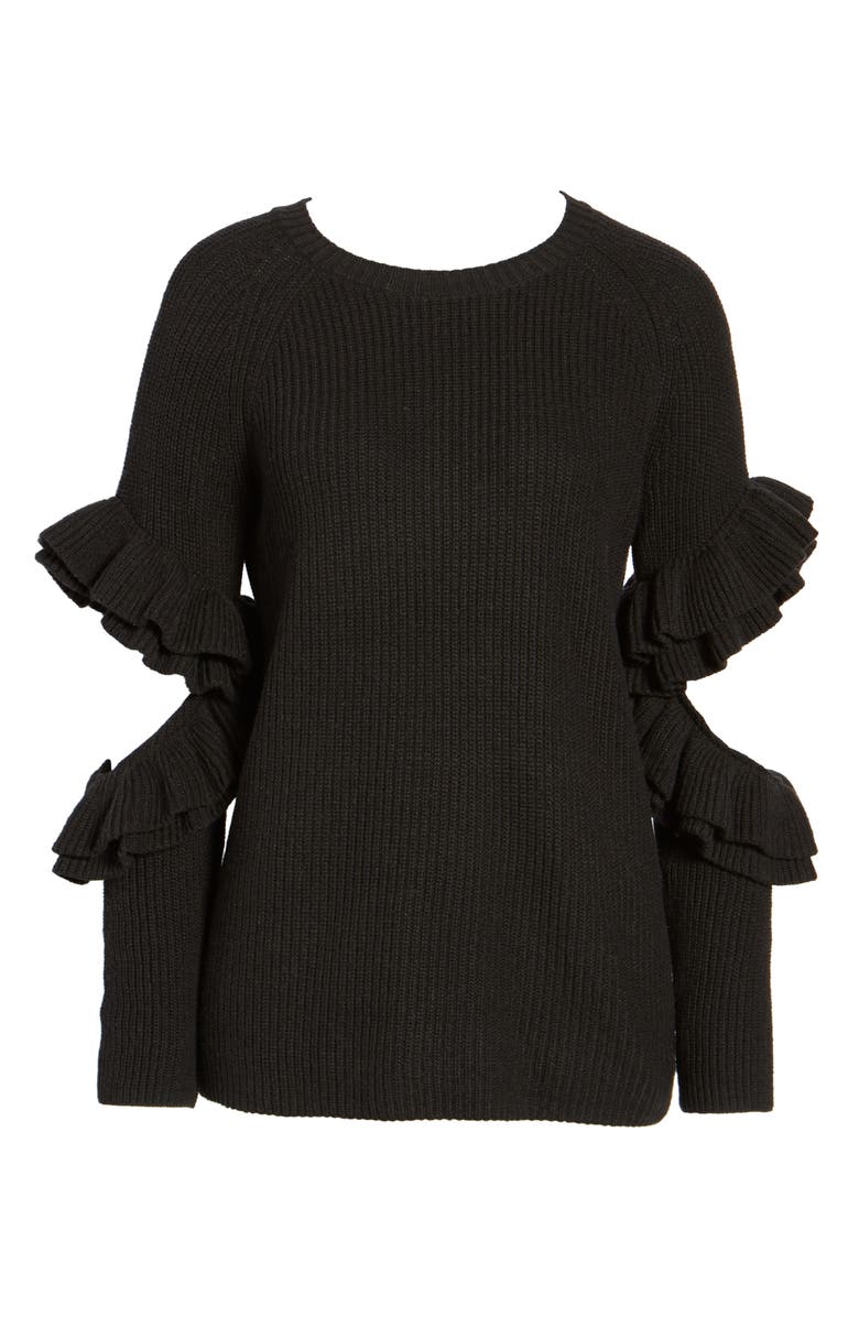 BP. Elbow Cutout Ruffle Sweater, Alternate, color,