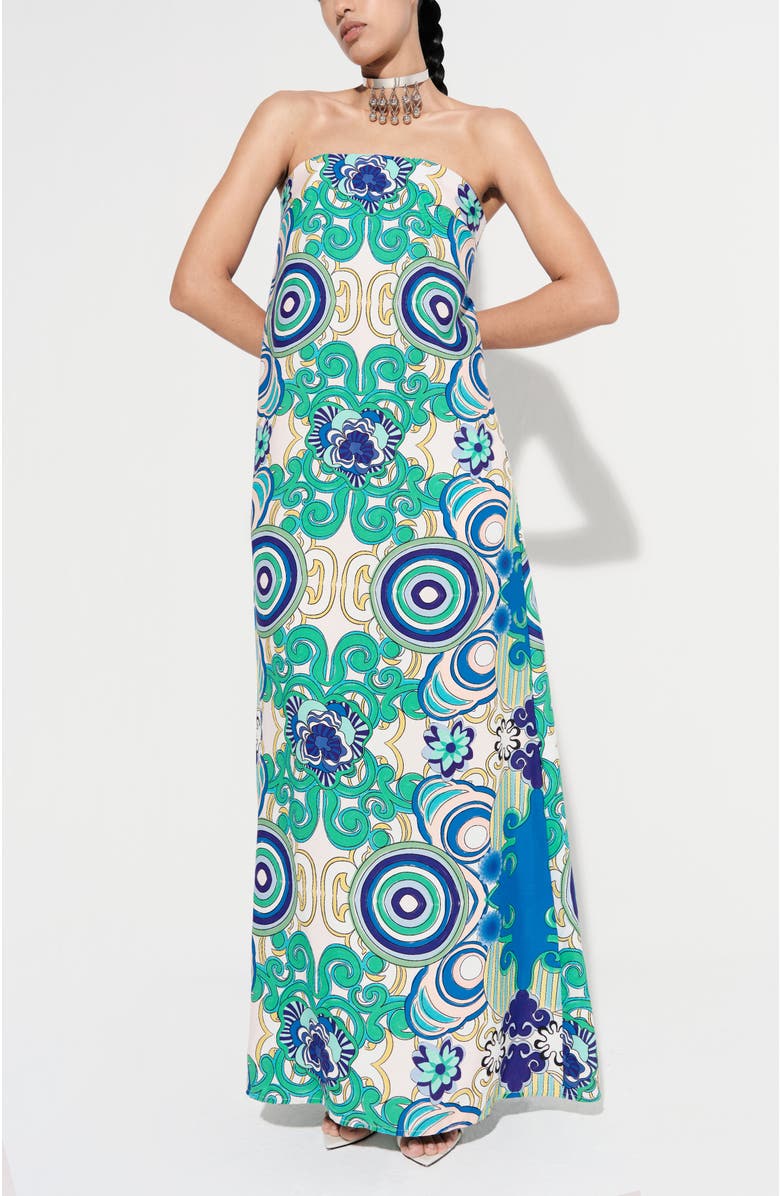 De Loreta Aloe Column Cotton Maxi Dress, Main, color, 