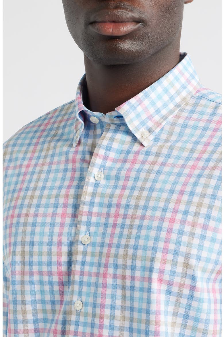 Yosef Check Everyday Performance Button-Down Shirt, Alternate, color, NAVY