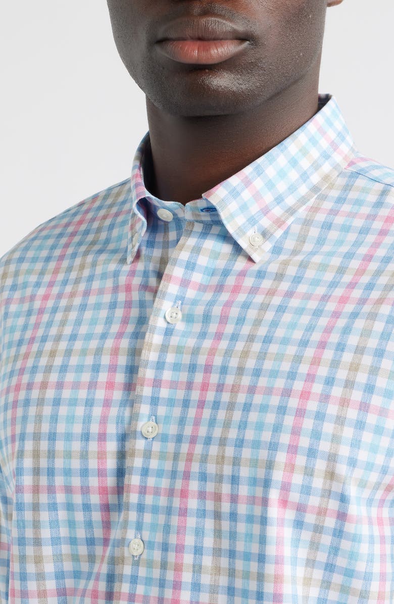 johnnie-O Yosef Check Everyday Performance Button-Down Shirt, Alternate, color, Navy