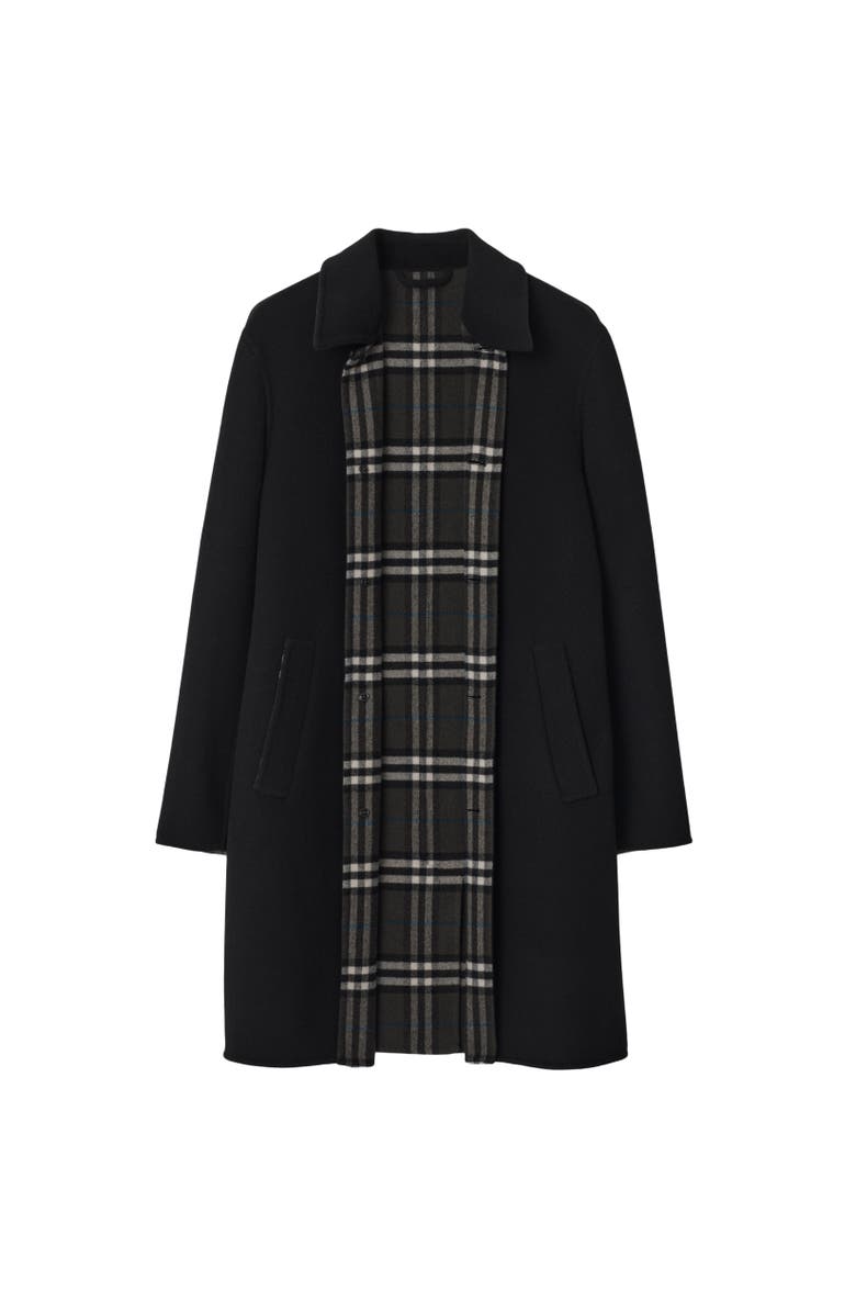 Burberry Mid-length Wool Car Coat, Alternate, color, Black/Snug Brown