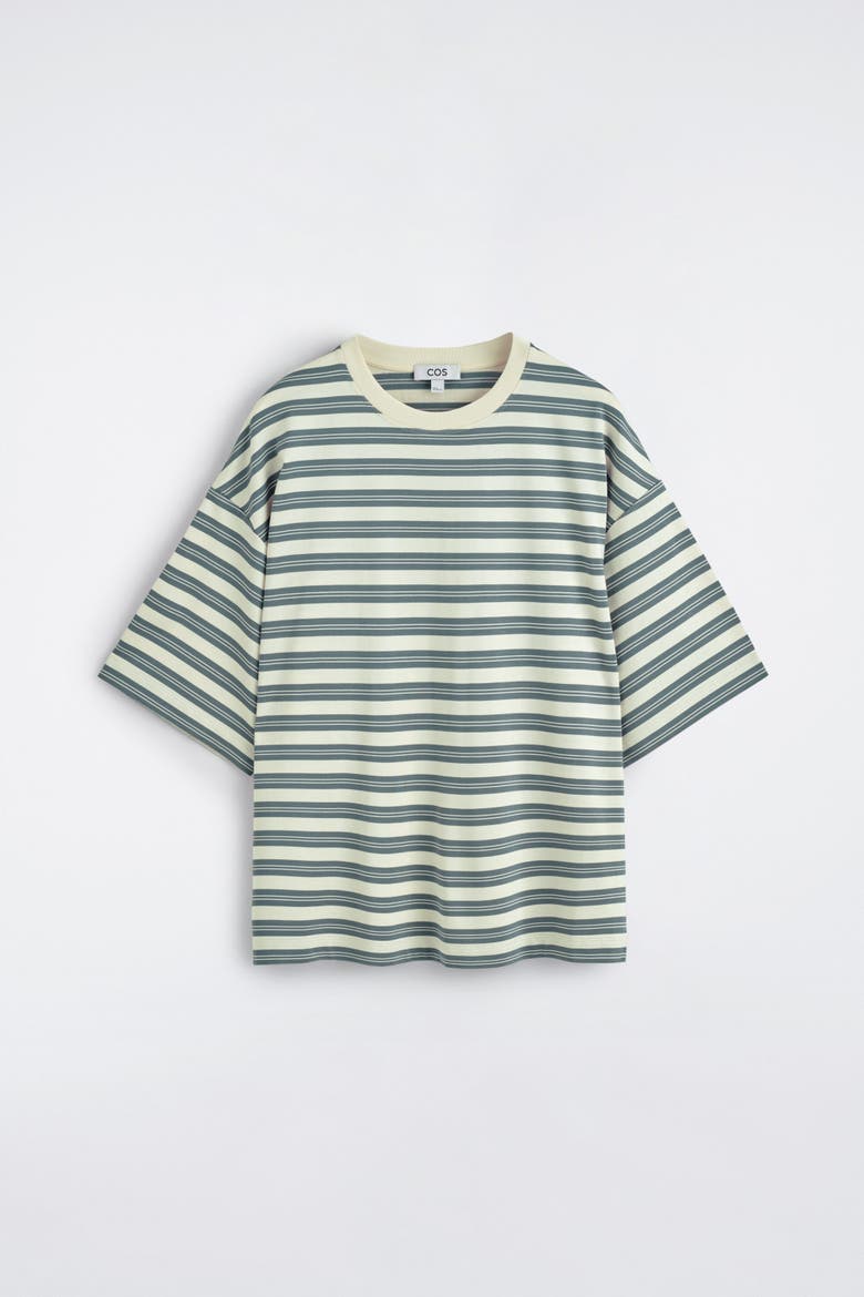 Oversized Striped Cotton T-shirt, Alternate, color, BLUE / OFF-WHITE / STRIPED