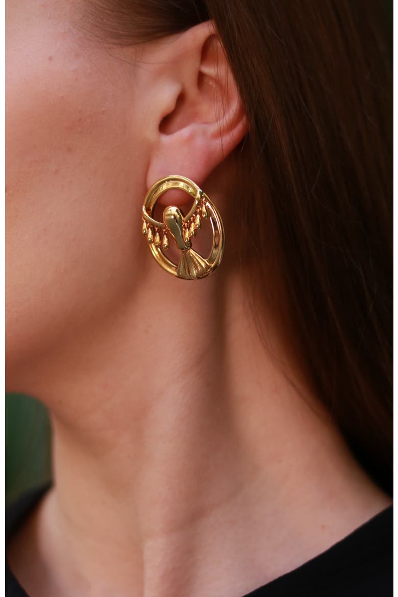 Flying Hawk Earrings, Alternate, color, Gold