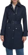 Cole Haan Signature Water Resistant Convertible Collar Belted Trench Coat with Removable Hood