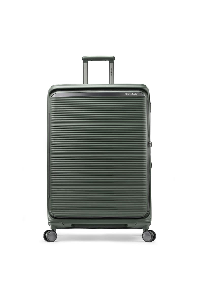 Paralux Expandable 28" Large Checked Spinner Luggage, Main, color, Olive