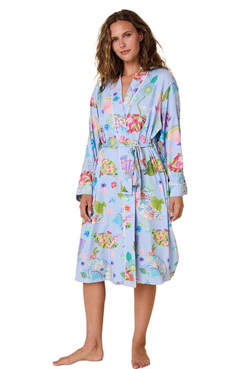 Pima Knit Kimono Robe Floral