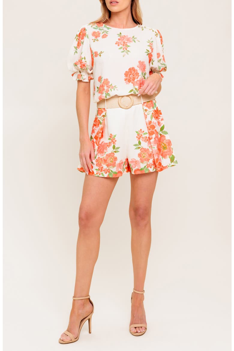 Belted High Waisted Shorts, Alternate, color, IVORY