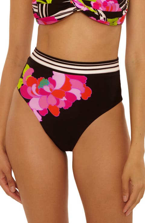 Bougainvillea Reversible High Waist Bikini Bottoms