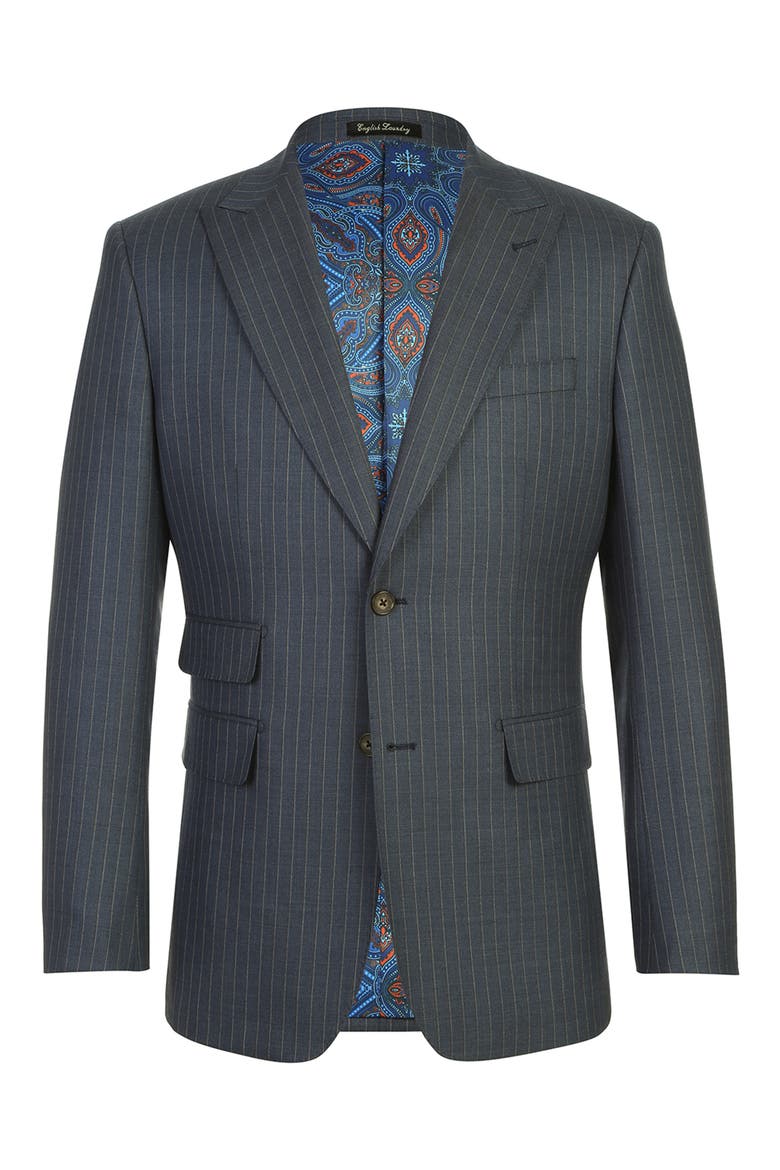 Pinstripe Navy Wool Blend Suit, Alternate, color, GREY/ BLUE