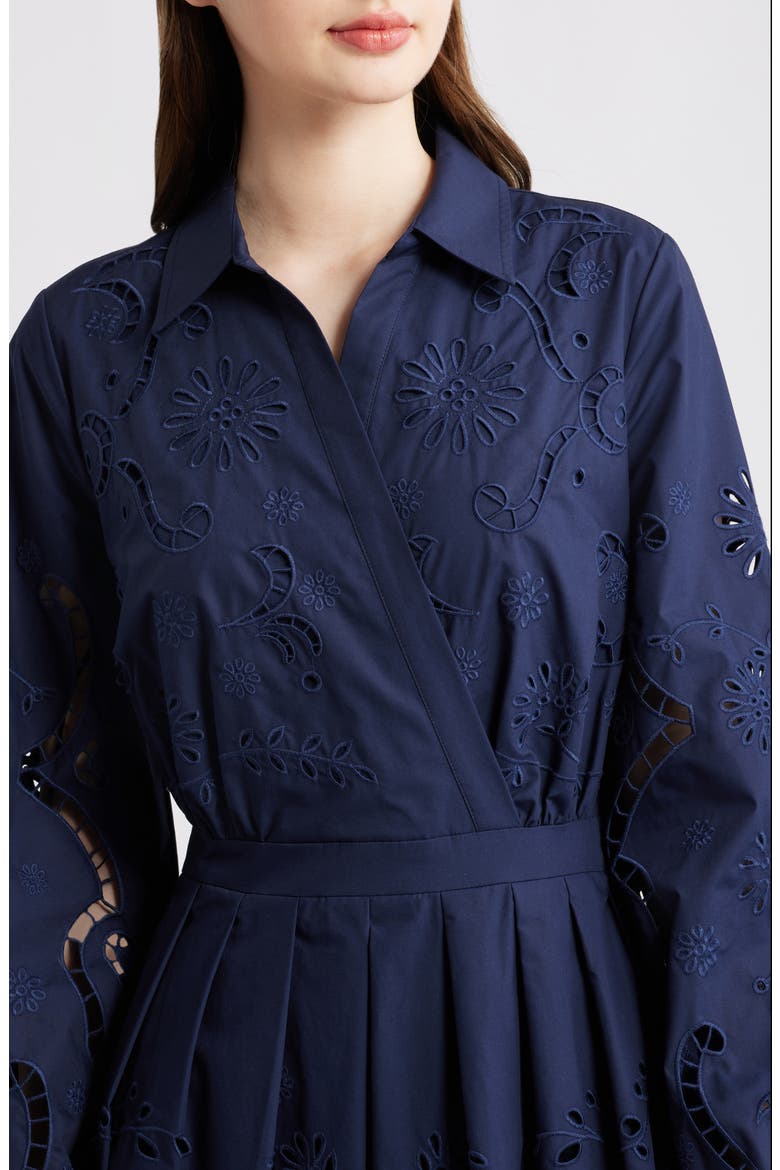 Zoya Long Sleeve Cotton Blend Shirtdress, Alternate, color, NAVY