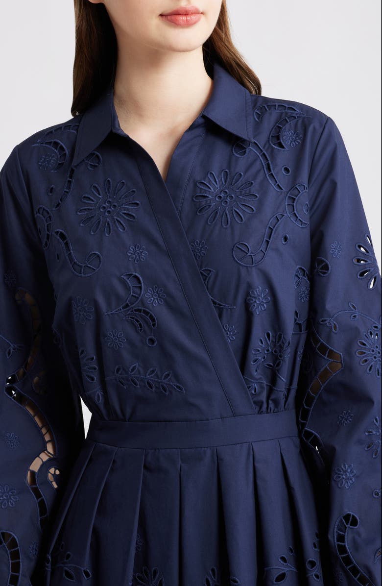 Elie Tahari Zoya Long Sleeve Cotton Blend Shirtdress, Alternate, color, 