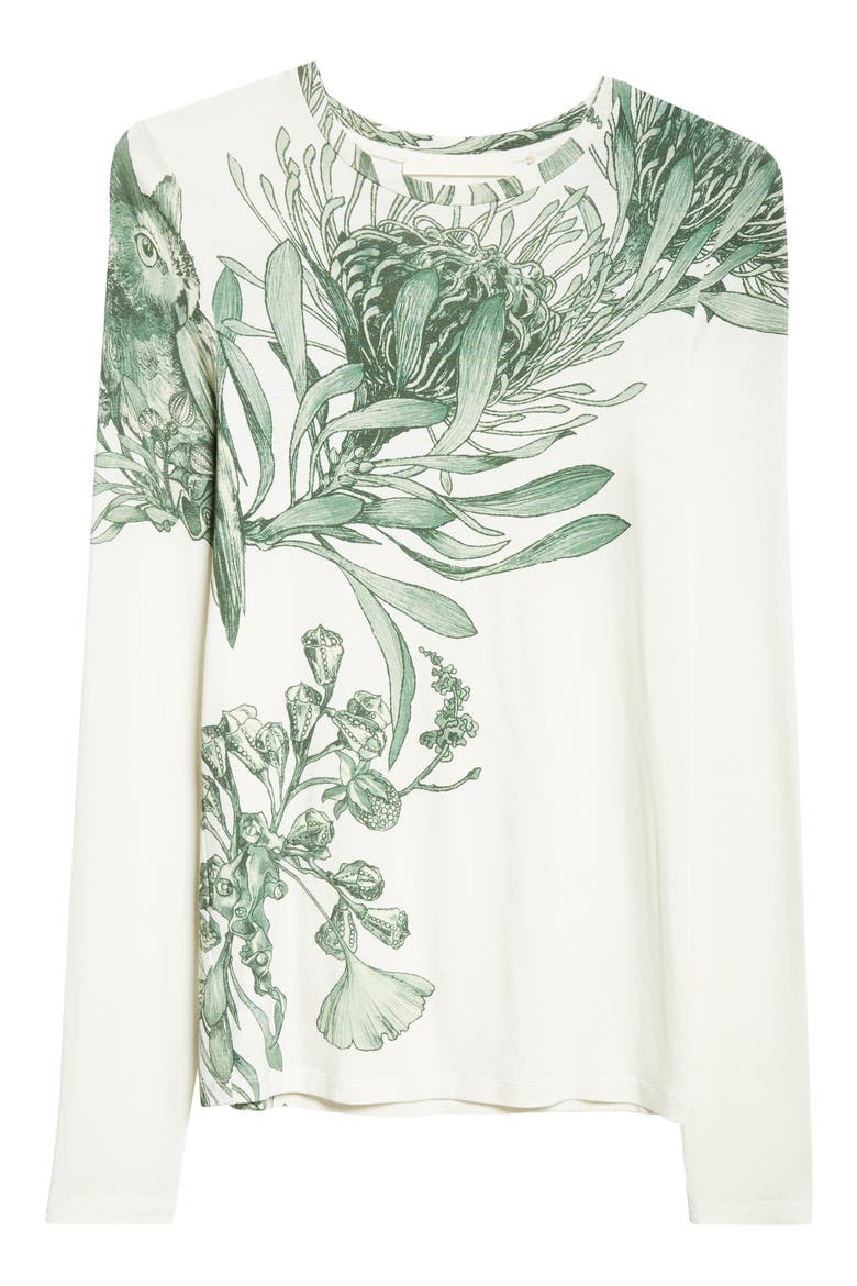 Pincushion Forest Print Knit Top, Alternate, color, CHALK/ EMERALD